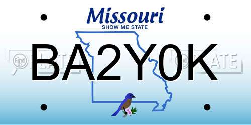 BA2Y0K Missouri License Plate