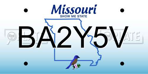 BA2Y5V Missouri License Plate