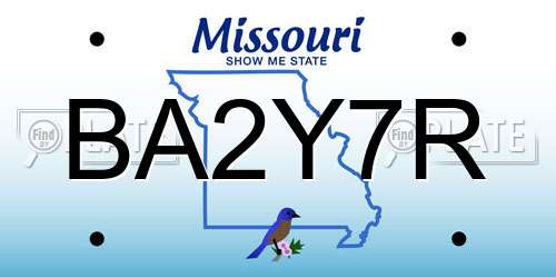 BA2Y7R Missouri License Plate