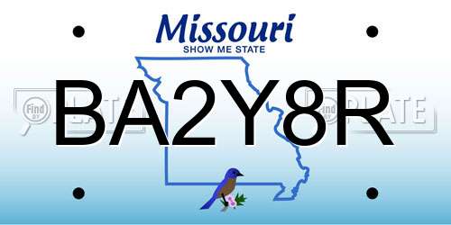 BA2Y8R Missouri License Plate