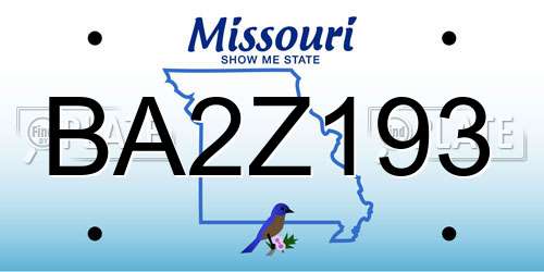 BA2Z193 Missouri License Plate