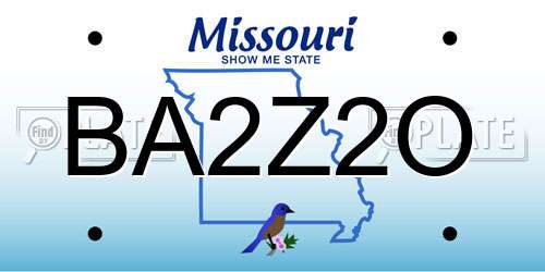 BA2Z2O Missouri License Plate