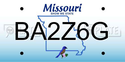 BA2Z6G Missouri License Plate