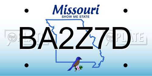 BA2Z7D Missouri License Plate
