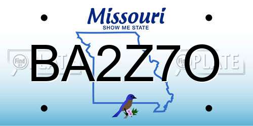 BA2Z7O Missouri License Plate