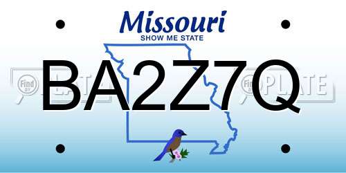 BA2Z7Q Missouri License Plate