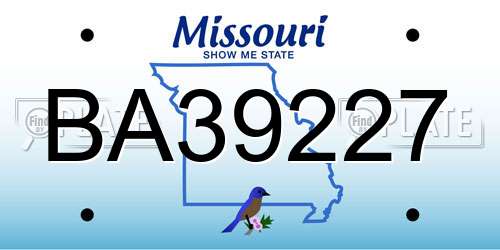 BA39227 Missouri License Plate