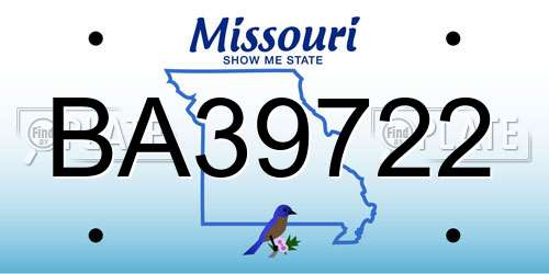 BA39722 Missouri License Plate