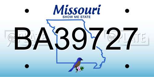 BA39727 Missouri License Plate