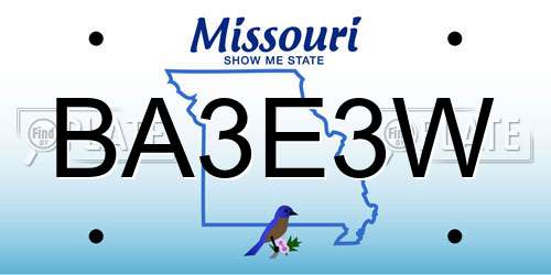 BA3E3W Missouri License Plate