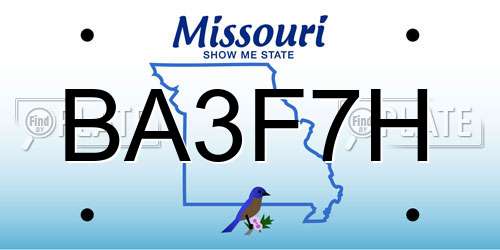 BA3F7H Missouri License Plate