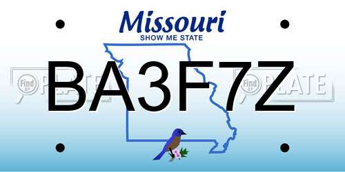 BA3F7Z Missouri License Plate
