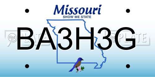 BA3H3G Missouri License Plate