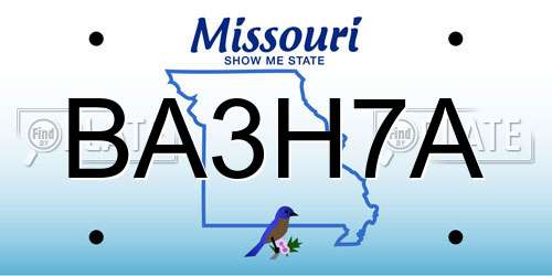 BA3H7A Missouri License Plate