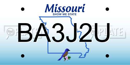 BA3J2U Missouri License Plate