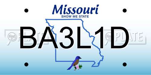 BA3L1D Missouri License Plate