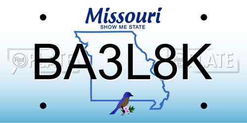 BA3L8K Missouri License Plate