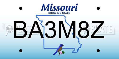 BA3M8Z Missouri License Plate