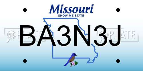 BA3N3J Missouri License Plate