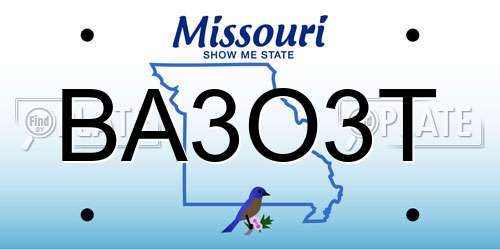 BA3O3T Missouri License Plate