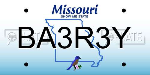 BA3R3Y Missouri License Plate