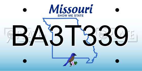 BA3T339 Missouri License Plate