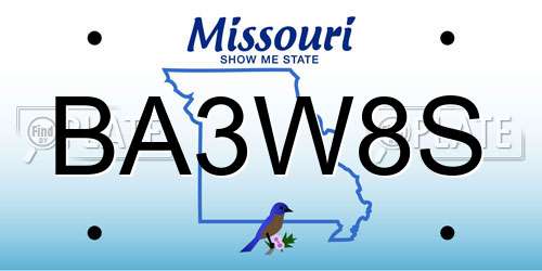 BA3W8S Missouri License Plate