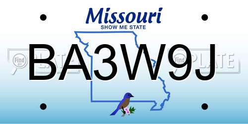BA3W9J Missouri License Plate
