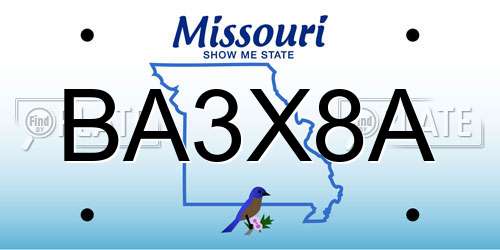 BA3X8A Missouri License Plate