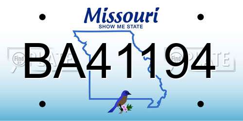 BA41194 Missouri License Plate