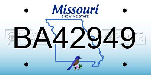 BA42949 Missouri License Plate