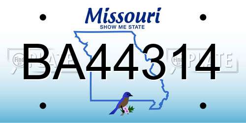 BA44314 Missouri License Plate