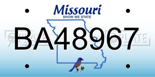 BA48967 Missouri License Plate