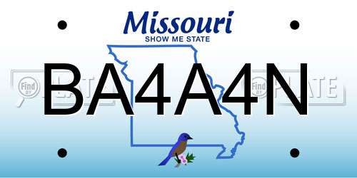 BA4A4N Missouri License Plate