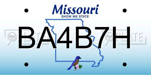 BA4B7H Missouri License Plate
