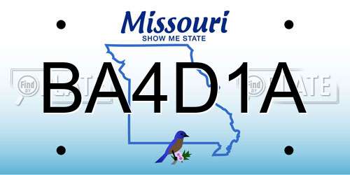 BA4D1A Missouri License Plate