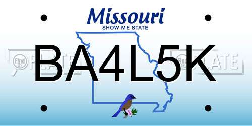 BA4L5K Missouri License Plate