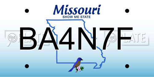 BA4N7F Missouri License Plate