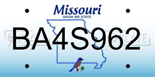 BA4S962 Missouri License Plate