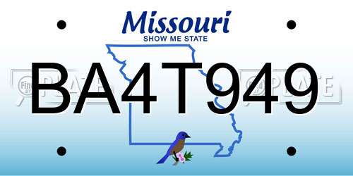 BA4T949 Missouri License Plate