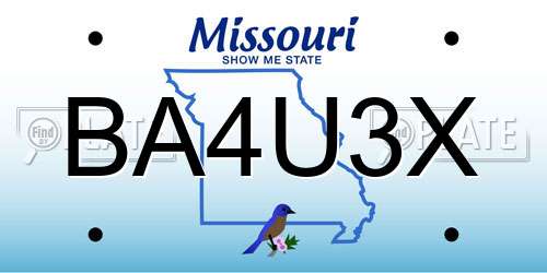 BA4U3X Missouri License Plate