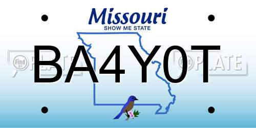 BA4Y0T Missouri License Plate