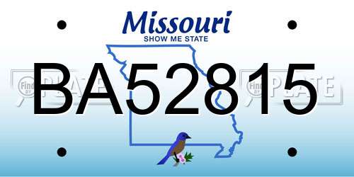 BA52815 Missouri License Plate