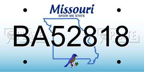 BA52818 Missouri License Plate