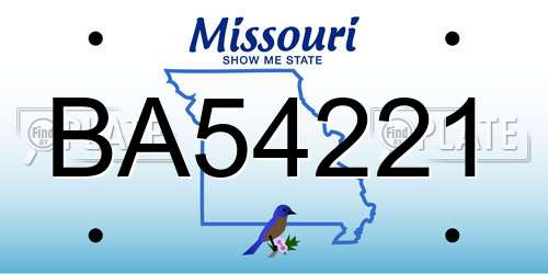 BA54221 Missouri License Plate