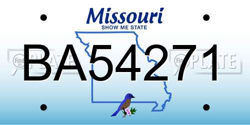 BA54271 Missouri License Plate