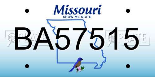BA57515 Missouri License Plate