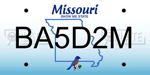BA5D2M Missouri License Plate