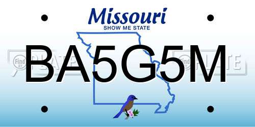 BA5G5M Missouri License Plate