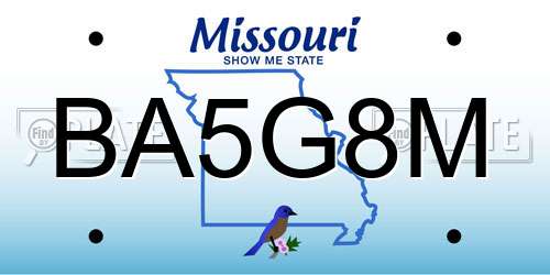BA5G8M Missouri License Plate